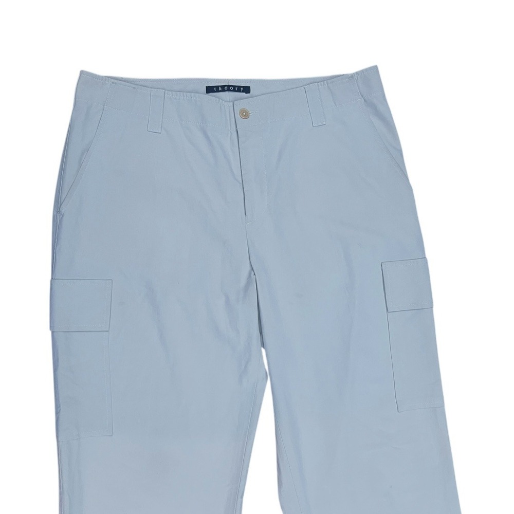 Theory Mens Cargo Pants Light Blue Gray Size 34 Straight Leg Made in USA Utility - Picture 2 of 6